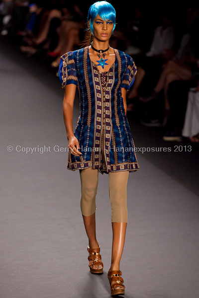 A model on the runway at the Anna Sui SS2013 show during New York Mercedes-Benz.