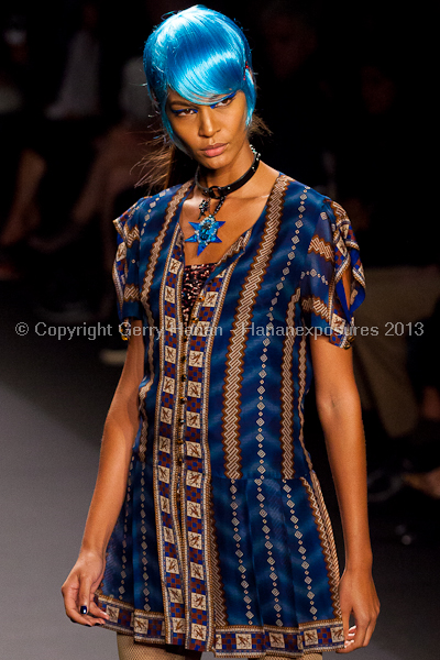 A model on the runway at the Anna Sui SS2013 show during New York Mercedes-Benz.