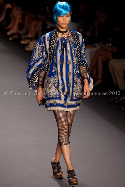 A model on the runway at the Anna Sui SS2013 show during New York Mercedes-Benz.