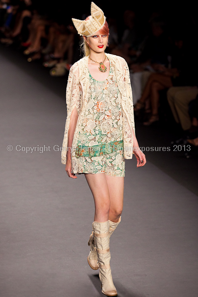 A model on the runway at the Anna Sui SS2013 show during New York Mercedes-Benz.