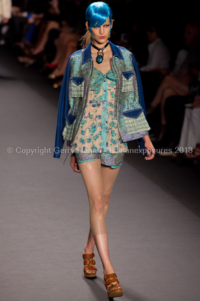 A model on the runway at the Anna Sui SS2013 show during New York Mercedes-Benz.