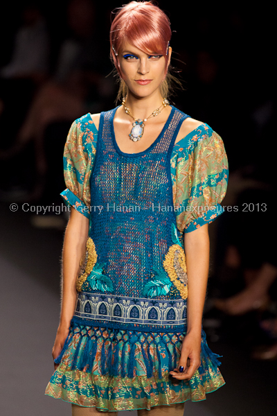 A model on the runway at the Anna Sui SS2013 show during New York Mercedes-Benz.