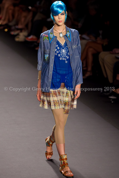 A model on the runway at the Anna Sui SS2013 show during New York Mercedes-Benz.