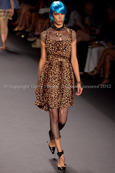 A model on the runway at the Anna Sui SS2013 show during New York Mercedes-Benz.