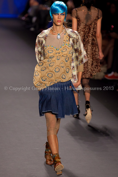 A model on the runway at the Anna Sui SS2013 show during New York Mercedes-Benz.