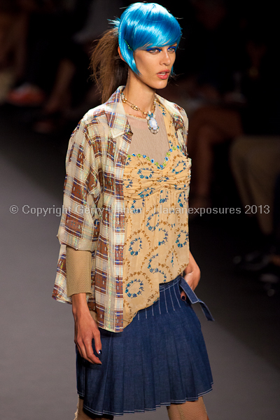 A model on the runway at the Anna Sui SS2013 show during New York Mercedes-Benz.