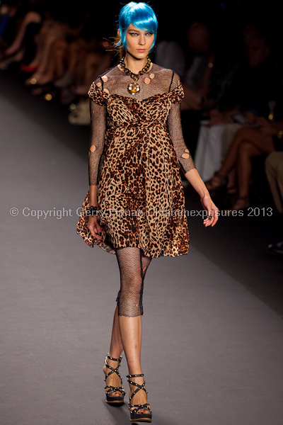 A model on the runway at the Anna Sui SS2013 show during New York Mercedes-Benz.