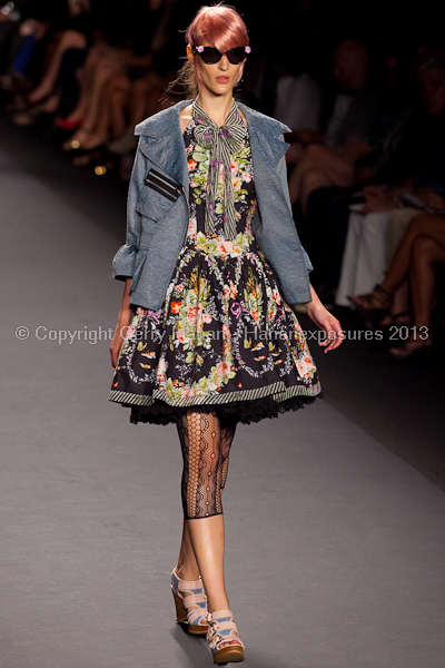 A model on the runway at the Anna Sui SS2013 show during New York Mercedes-Benz.