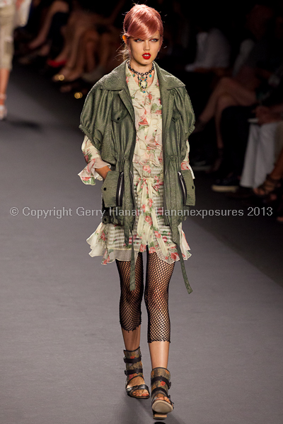 A model on the runway at the Anna Sui SS2013 show during New York Mercedes-Benz.