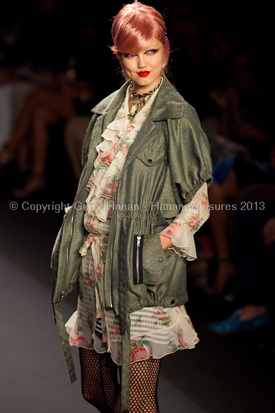 A model on the runway at the Anna Sui SS2013 show during New York Mercedes-Benz.