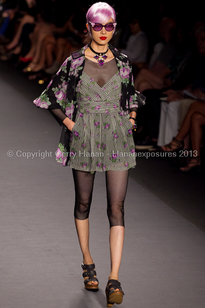 A model on the runway at the Anna Sui SS2013 show during New York Mercedes-Benz.