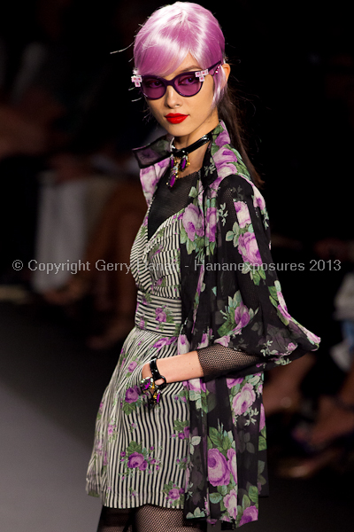 A model on the runway at the Anna Sui SS2013 show during New York Mercedes-Benz.