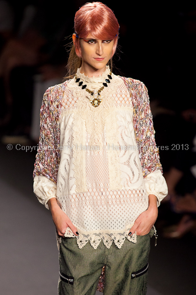 A model on the runway at the Anna Sui SS2013 show during New York Mercedes-Benz.