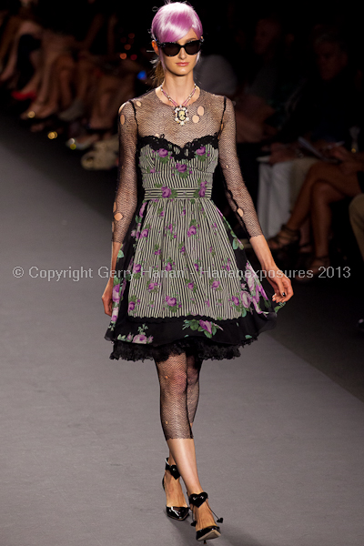 A model on the runway at the Anna Sui SS2013 show during New York Mercedes-Benz.