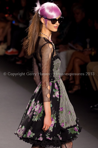 A model on the runway at the Anna Sui SS2013 show during New York Mercedes-Benz.