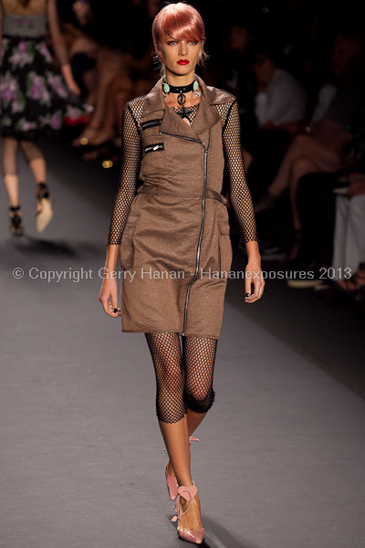 A model on the runway at the Anna Sui SS2013 show during New York Mercedes-Benz.