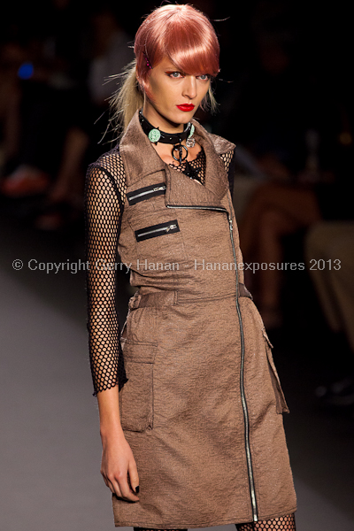 A model on the runway at the Anna Sui SS2013 show during New York Mercedes-Benz.