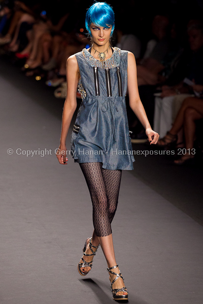 A model on the runway at the Anna Sui SS2013 show during New York Mercedes-Benz.