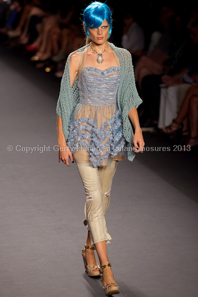 A model on the runway at the Anna Sui SS2013 show during New York Mercedes-Benz.