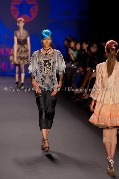 A model on the runway at the Anna Sui SS2013 show during New York Mercedes-Benz.