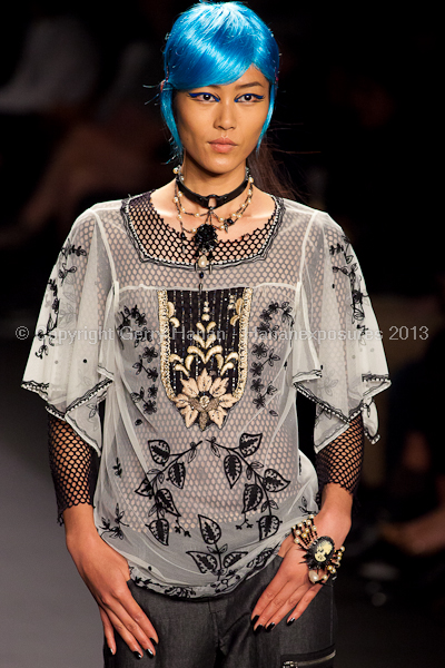 A model on the runway at the Anna Sui SS2013 show during New York Mercedes-Benz.