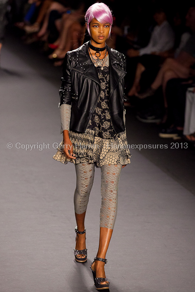 A model on the runway at the Anna Sui SS2013 show during New York Mercedes-Benz.