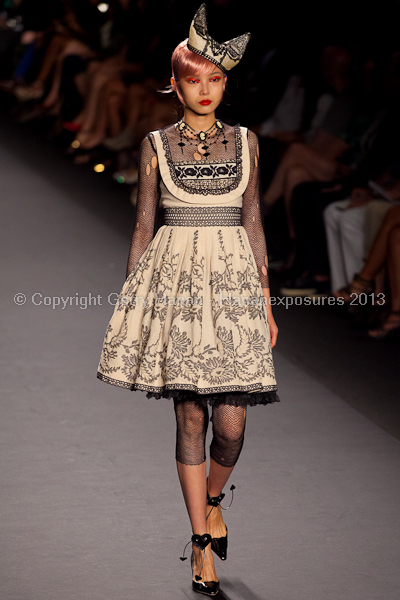 A model on the runway at the Anna Sui SS2013 show during New York Mercedes-Benz.