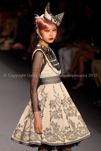 A model on the runway at the Anna Sui SS2013 show during New York Mercedes-Benz.