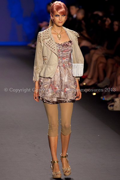 A model on the runway at the Anna Sui SS2013 show during New York Mercedes-Benz.