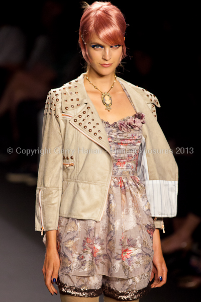 A model on the runway at the Anna Sui SS2013 show during New York Mercedes-Benz.