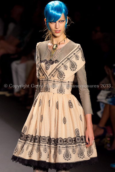 A model on the runway at the Anna Sui SS2013 show during New York Mercedes-Benz.