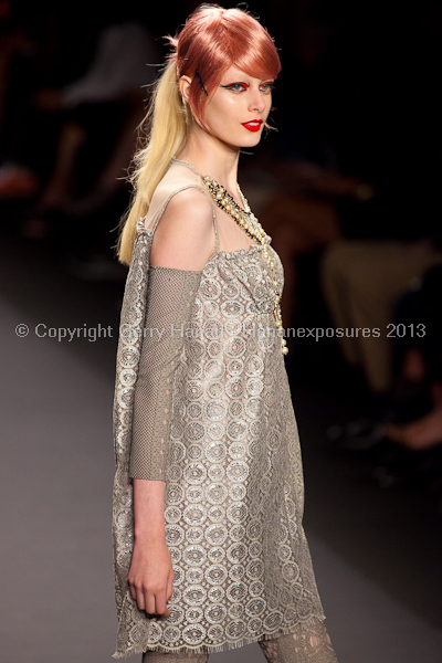 A model on the runway at the Anna Sui SS2013 show during New York Mercedes-Benz.