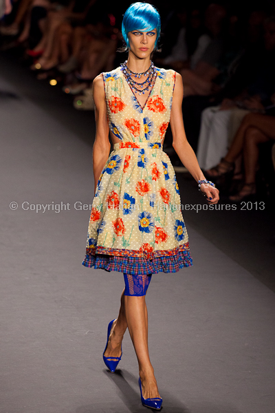A model on the runway at the Anna Sui SS2013 show during New York Mercedes-Benz.