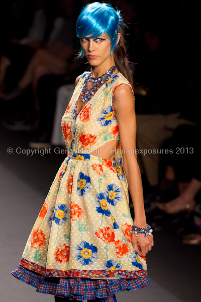 A model on the runway at the Anna Sui SS2013 show during New York Mercedes-Benz.