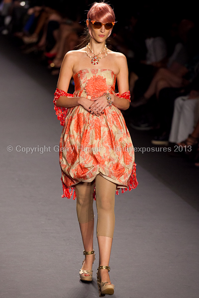 A model on the runway at the Anna Sui SS2013 show during New York Mercedes-Benz.