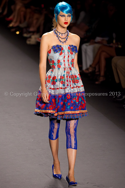 A model on the runway at the Anna Sui SS2013 show during New York Mercedes-Benz.