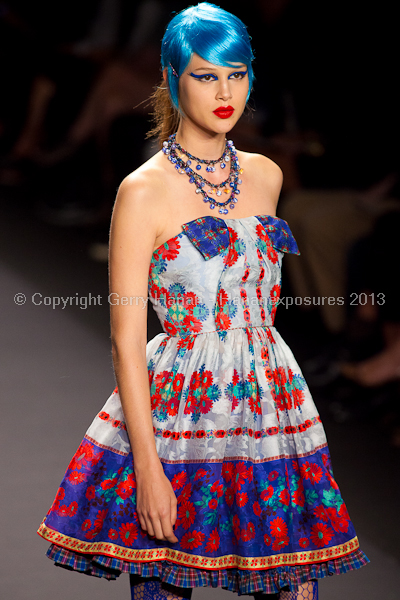 A model on the runway at the Anna Sui SS2013 show during New York Mercedes-Benz.