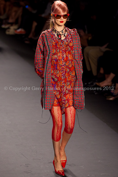 A model on the runway at the Anna Sui SS2013 show during New York Mercedes-Benz.