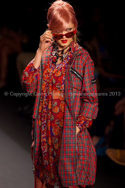 A model on the runway at the Anna Sui SS2013 show during New York Mercedes-Benz.