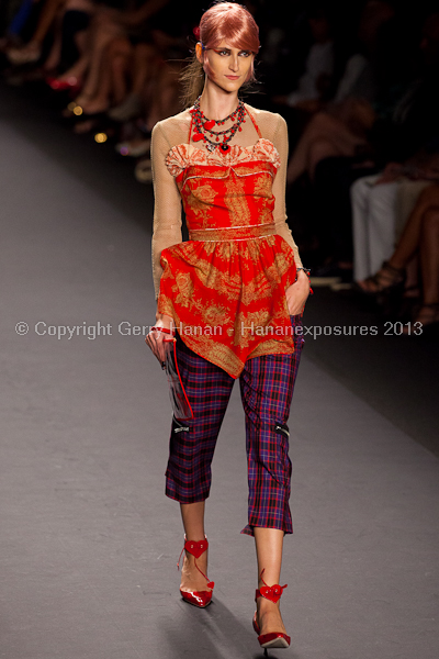 A model on the runway at the Anna Sui SS2013 show during New York Mercedes-Benz.