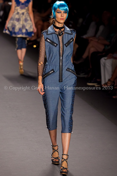 A model on the runway at the Anna Sui SS2013 show during New York Mercedes-Benz.