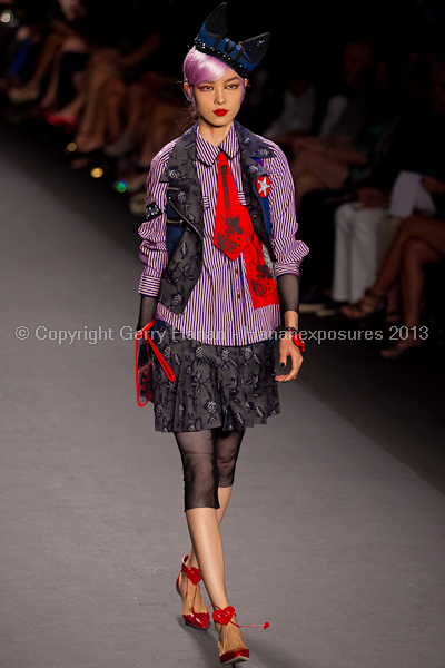 A model on the runway at the Anna Sui SS2013 show during New York Mercedes-Benz.