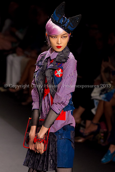 A model on the runway at the Anna Sui SS2013 show during New York Mercedes-Benz.