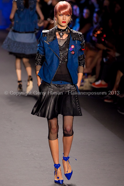 A model on the runway at the Anna Sui SS2013 show during New York Mercedes-Benz.