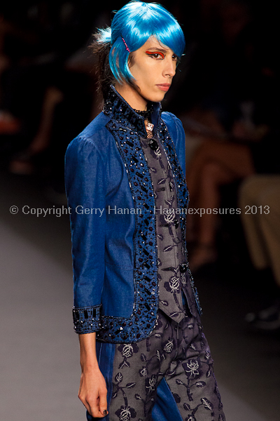 A model on the runway at the Anna Sui SS2013 show during New York Mercedes-Benz.