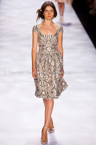 A model on the runway at the Badgley Mischka SS2013 show at New York Mercedes-Benz Fashion Week.