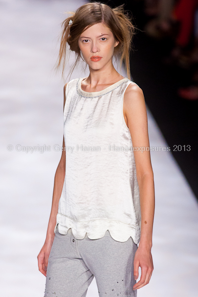 A model on the runway at the Badgley Mischka SS2013 show at New York Mercedes-Benz Fashion Week.