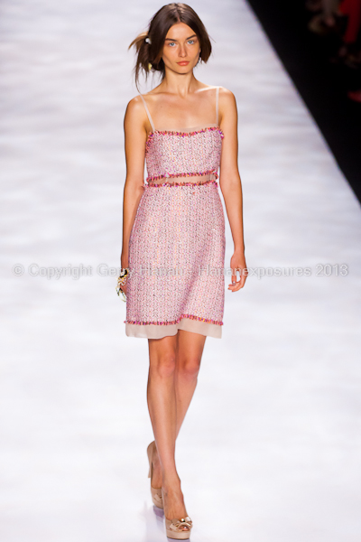 A model on the runway at the Badgley Mischka SS2013 show at New York Mercedes-Benz Fashion Week.