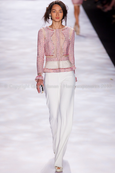 A model on the runway at the Badgley Mischka SS2013 show at New York Mercedes-Benz Fashion Week.