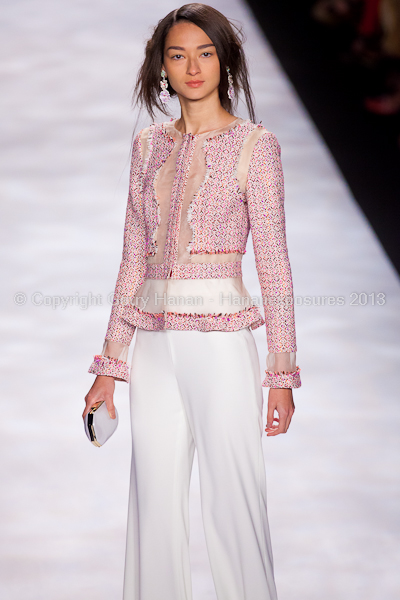 A model on the runway at the Badgley Mischka SS2013 show at New York Mercedes-Benz Fashion Week.